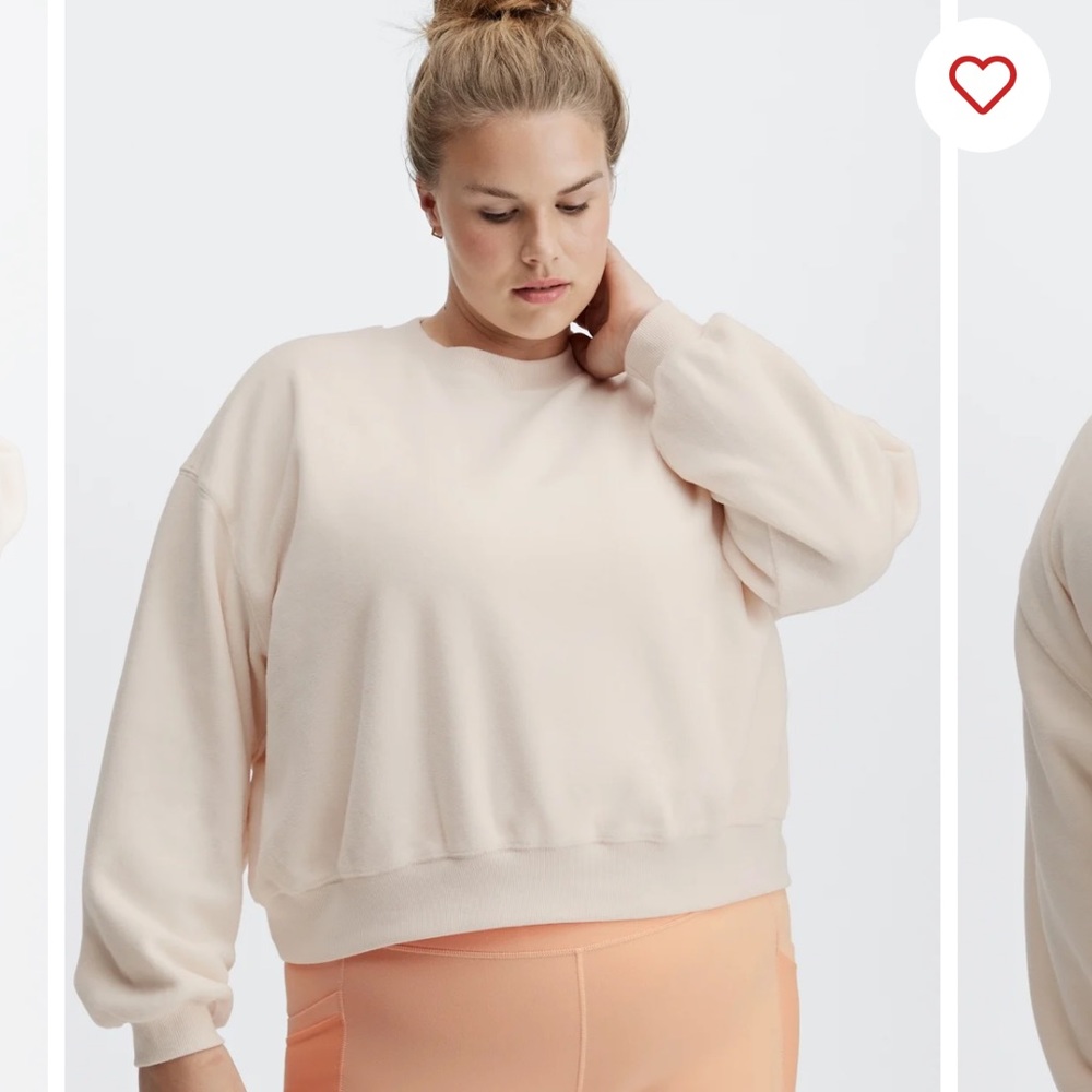 Cozy off-white cropped fleece crewneck sweatshirt - XXL fabletics NWT